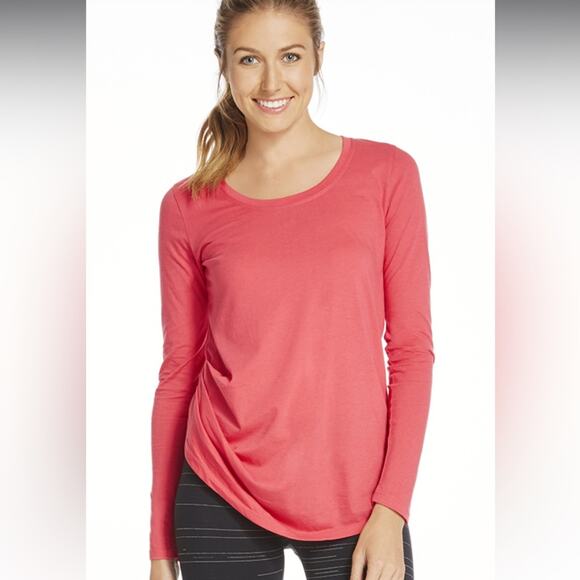 Fabletics Layla Twist Long Sleeve Tee Shirt in Horizon Pink Size L - Picture 1 of 9